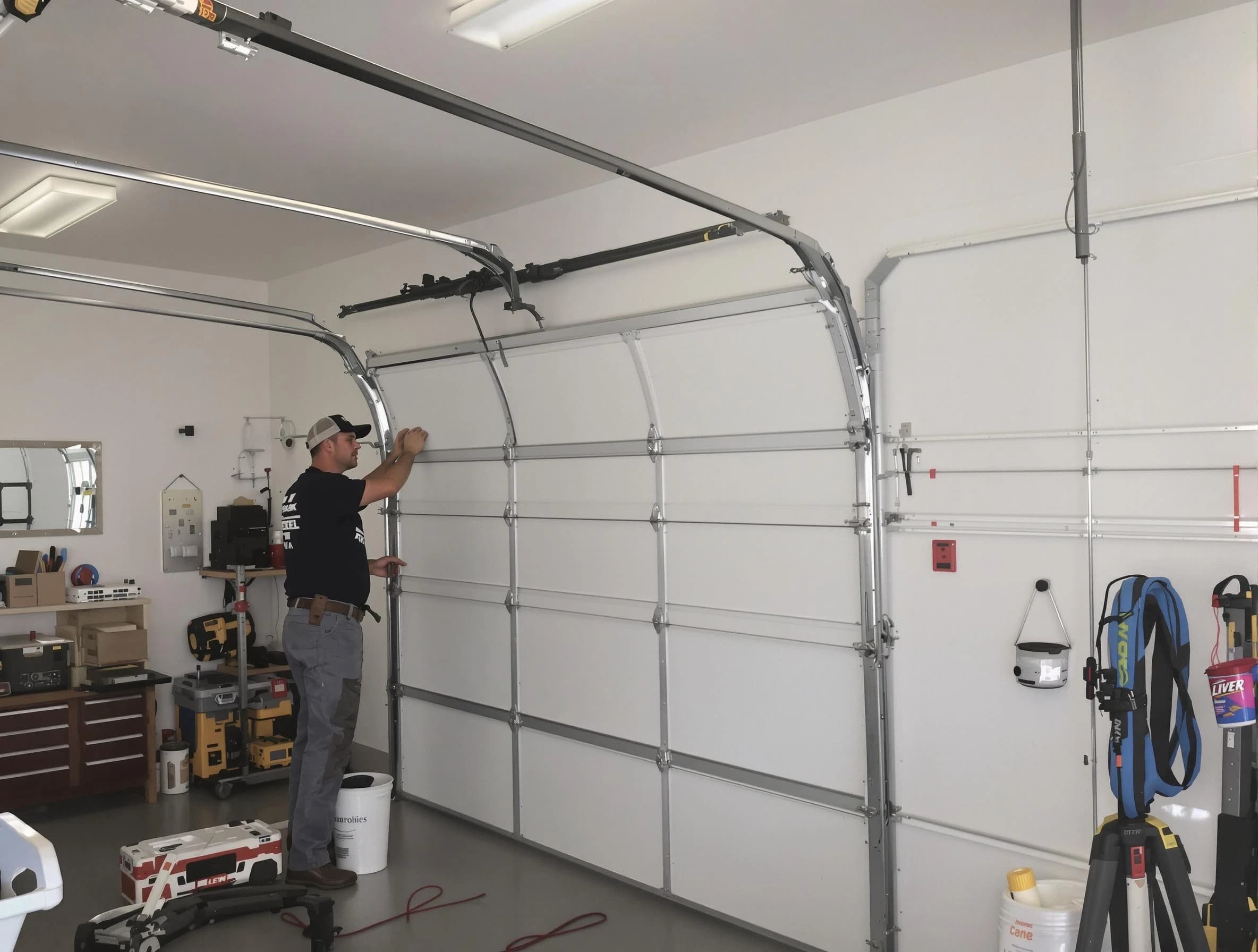 Somerset Garage Door Repair team installing new garage door in Somerset