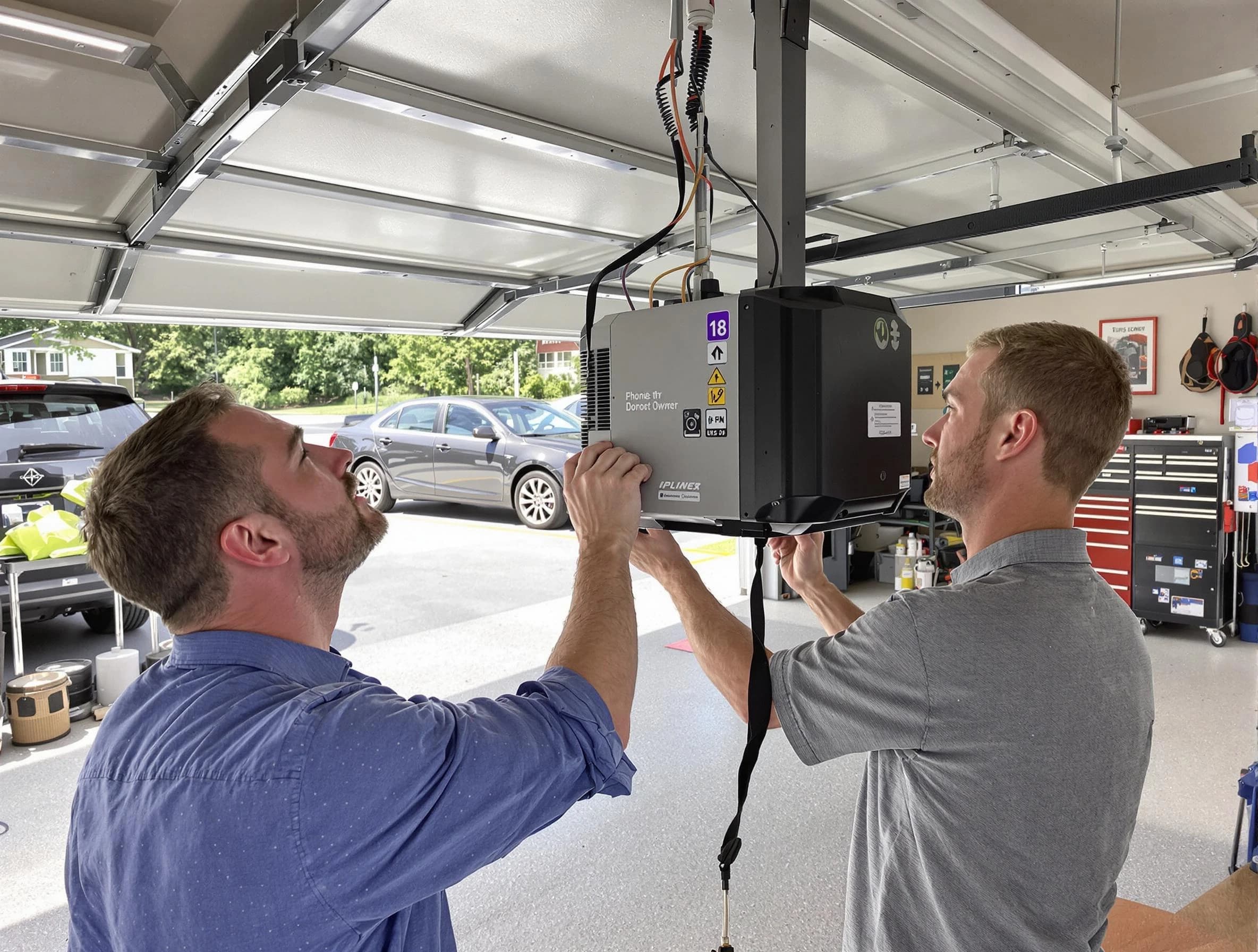 Somerset Garage Door Repair technician installing garage door opener in Somerset