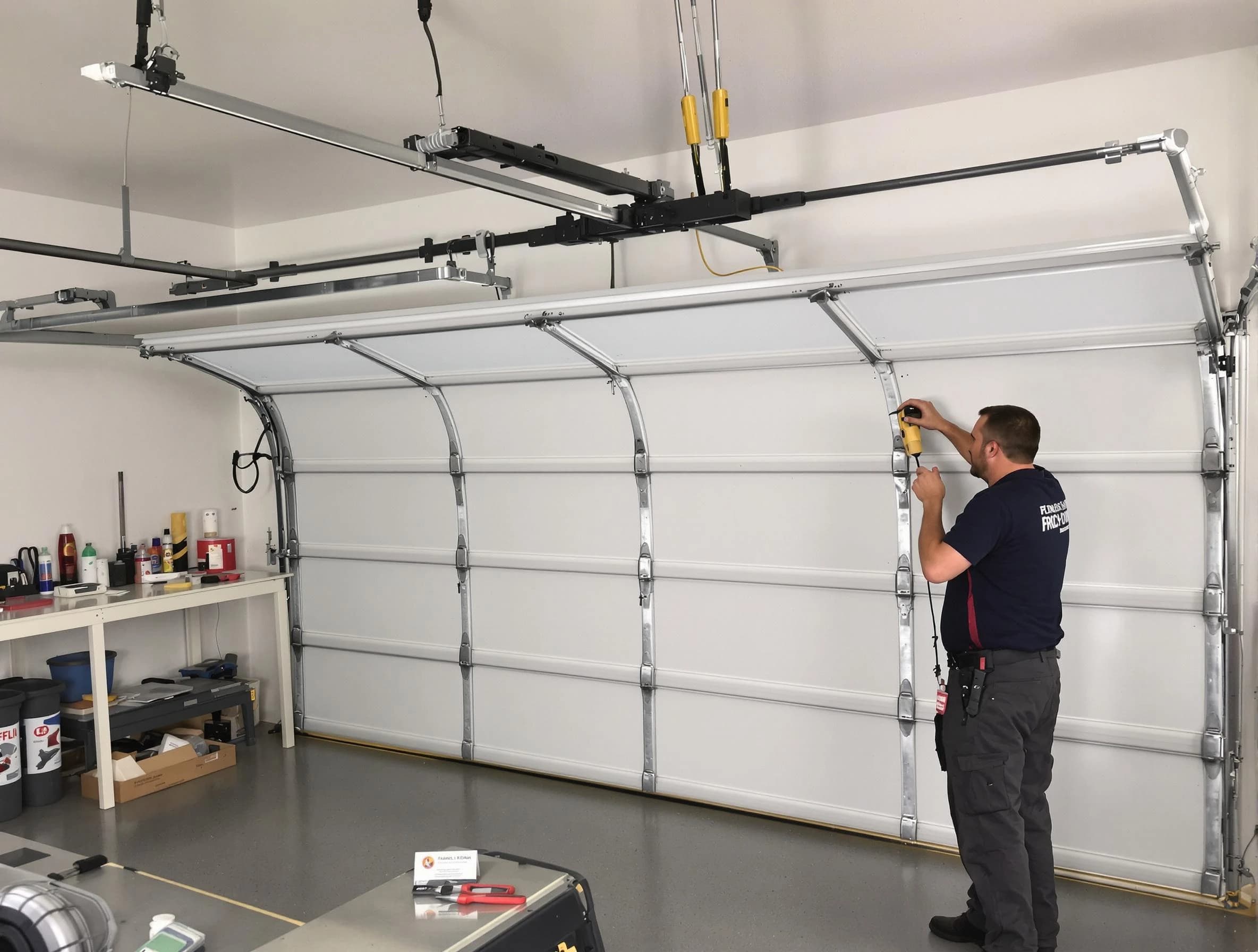 Somerset Garage Door Repair certified technician performing overhead door system repair in Somerset