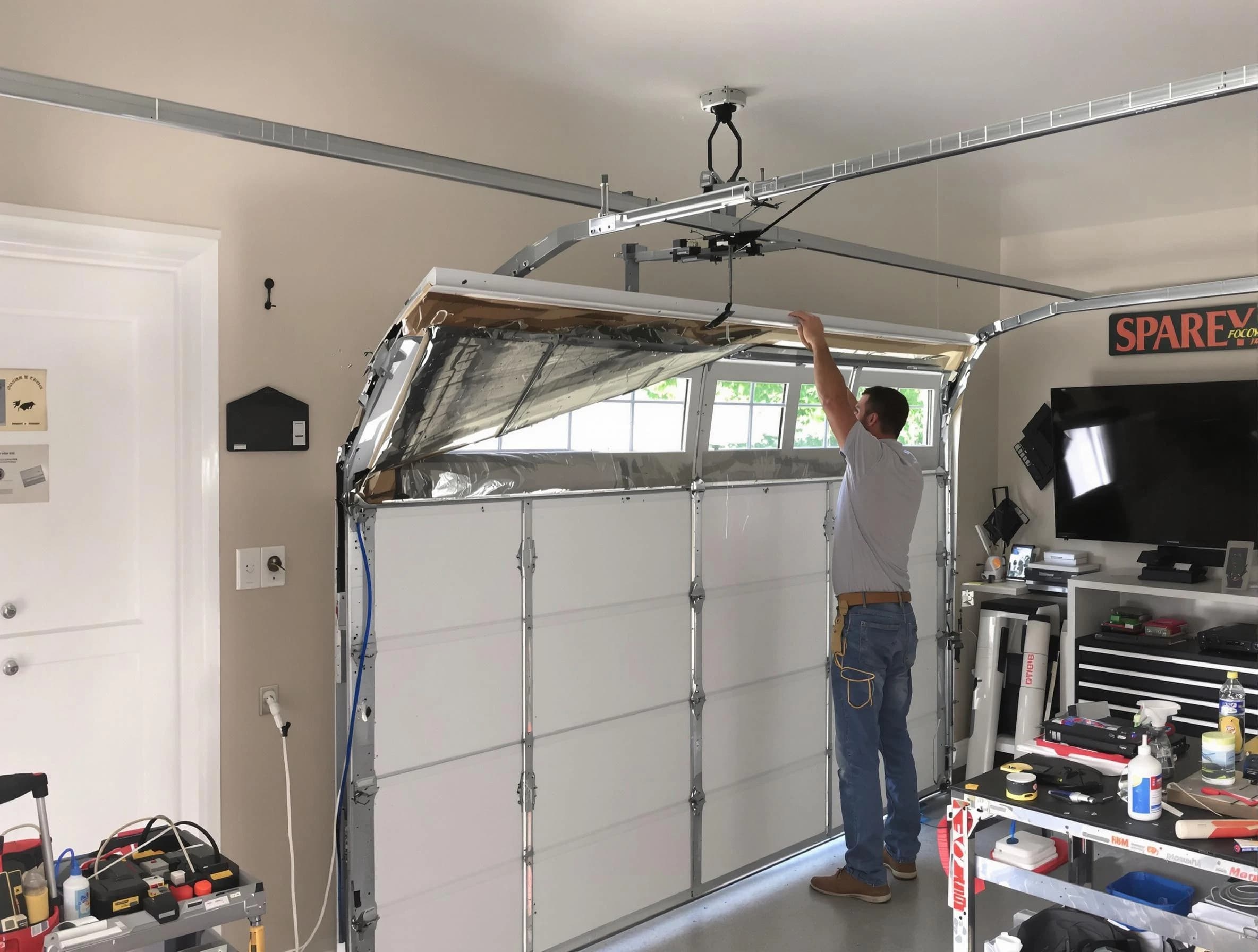 Garage door section replacement by Somerset Garage Door Repair in Somerset